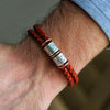 Vintage Red Braided Leather and Silver Medical Alert Bracelet - Thumbnail 2