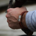 Vintage Red Braided Leather and Silver Medical Alert Bracelet - Image 3