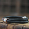 Leather and Silver Medical Alert ID Bracelet - Thumbnail 4