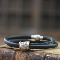 Leather and Silver Medical Alert ID Bracelet