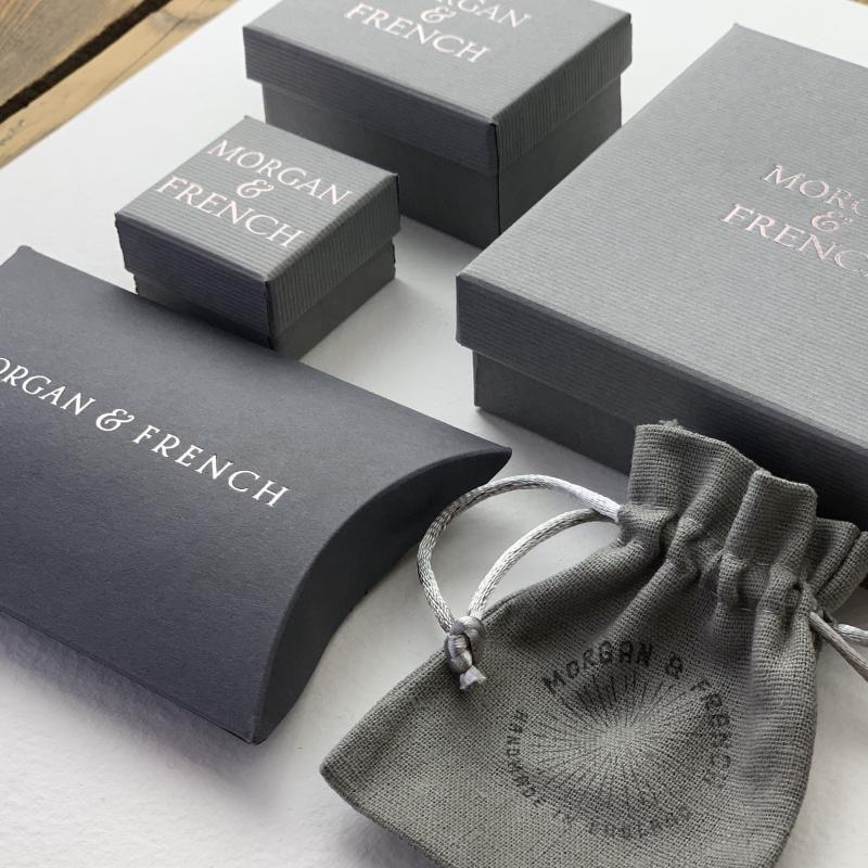 Morgan and French branded jewellery boxes and pouch