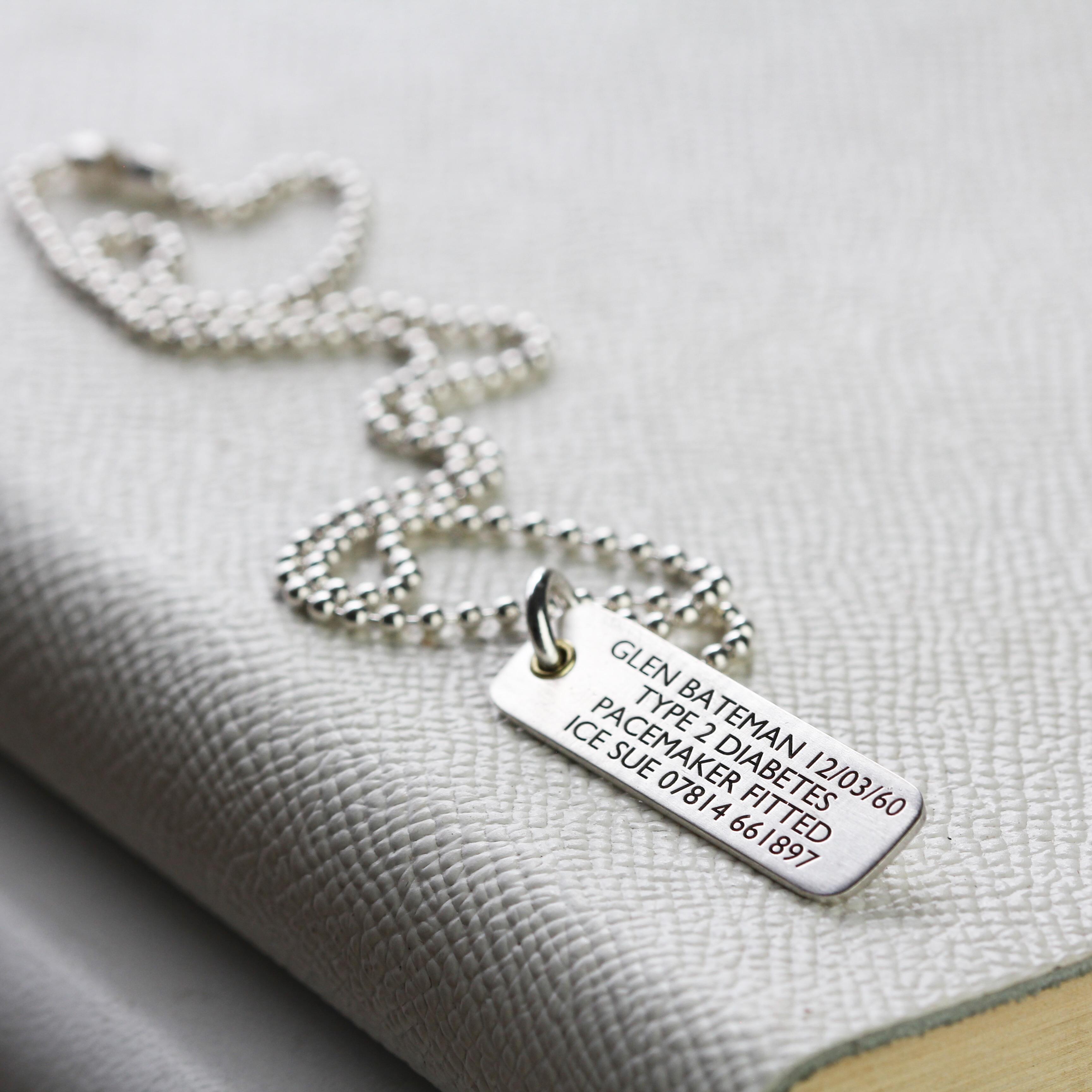 Slim Medical Alert Allergy Necklace