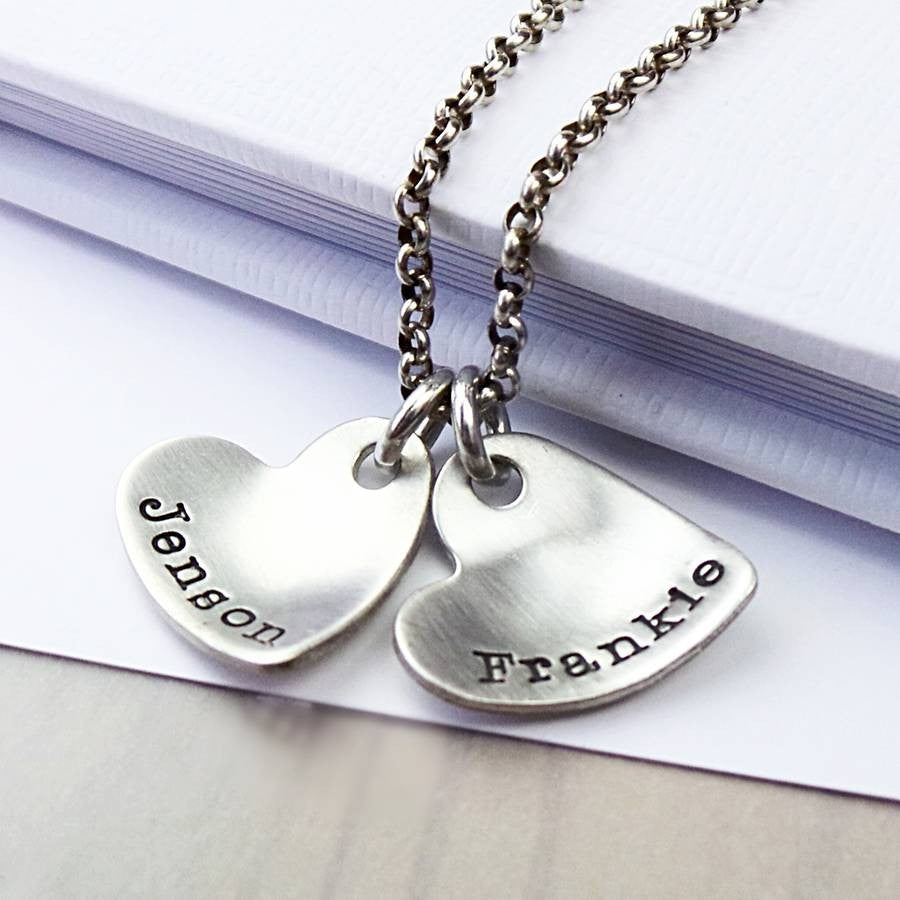 Personalised Sterling Curvy Heart Necklace