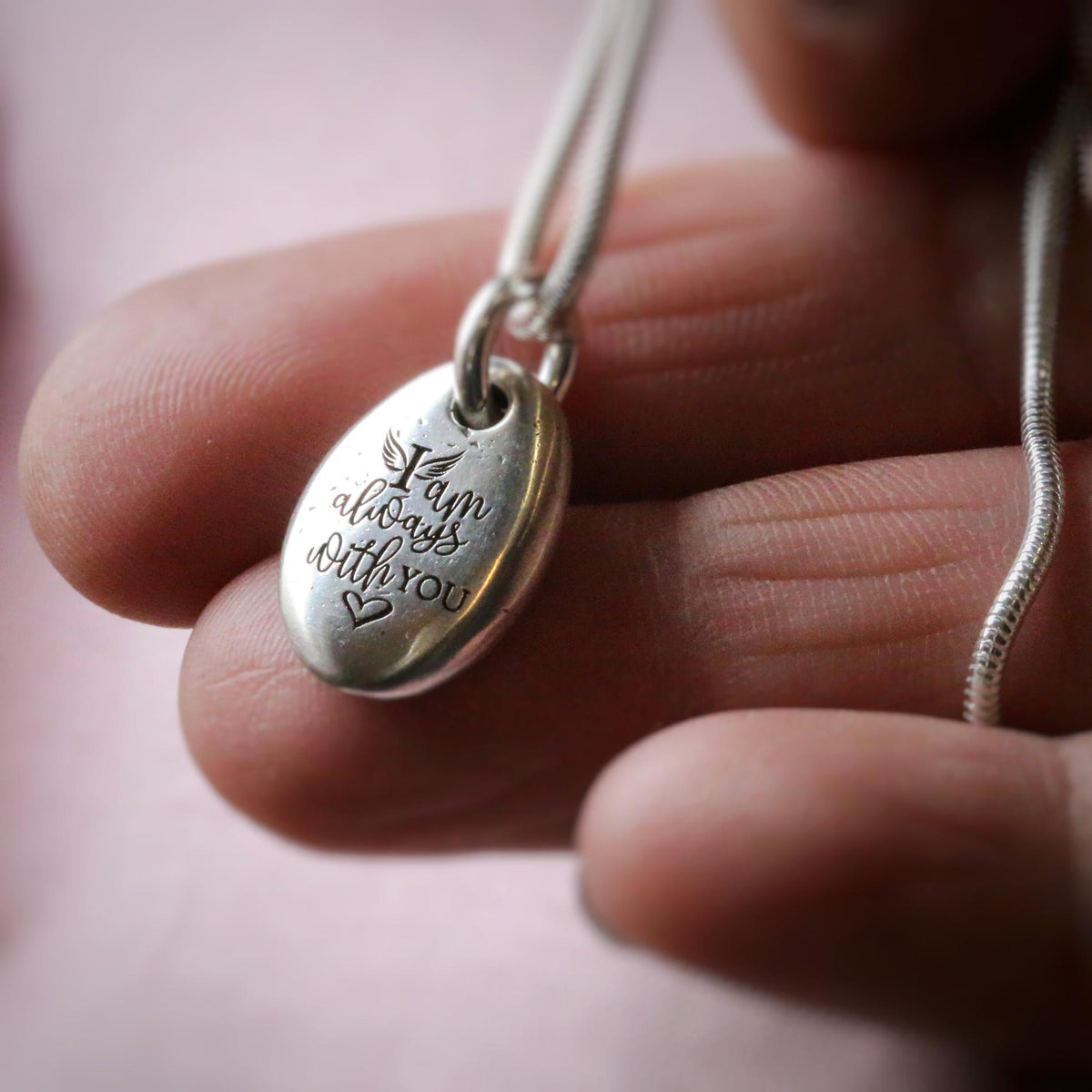Ashes Imprinted Silver Disc Love Pendant | Footprints & Whispers