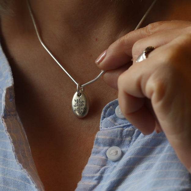Ashes in Silver Pebble Necklace