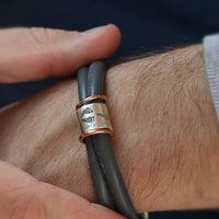 Hand & Footprint Silver and Leather Bracelet - Thumbnail 3