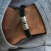 Black Braided Leather and Silver Medical Alert Bracelet - Thumbnail 7