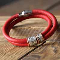 Soft Red Leather and Silver Medical Alert Bracelet - Thumbnail 6