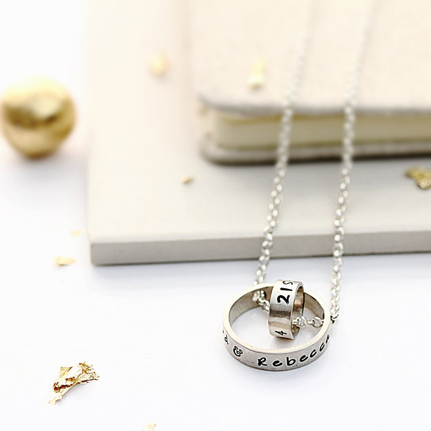 Personalised Double Ring Lunar Necklace