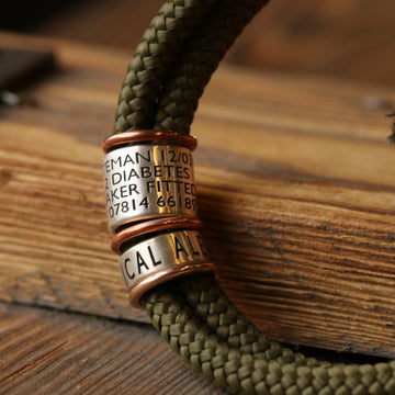 Olive Green Paracord and Silver Medical Alert Bracelet