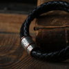 Black Braided Leather and Silver Medical Alert Bracelet - Thumbnail 4