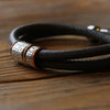 Soft Dark Grey Leather and Silver Medical Alert Bracelet - Thumbnail 2