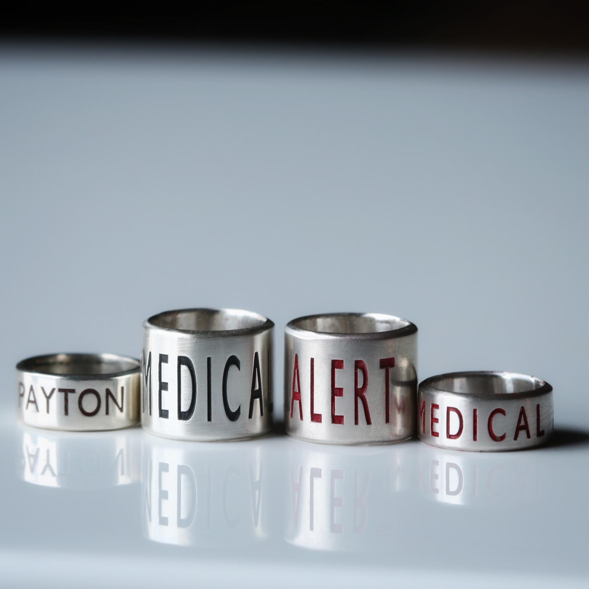 Soft Black Leather and Silver Medical Alert Bracelet