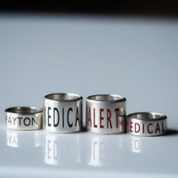 Soft Dark Grey Leather and Silver Medical Alert Bracelet - Thumbnail 7