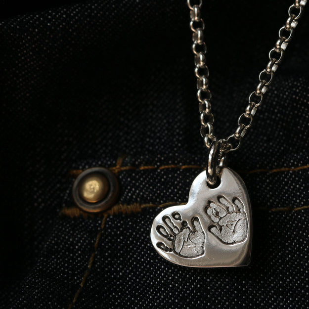 Hand & Footprint Heart Charm Necklace