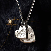 Hand & Footprint Heart Pendant Necklace