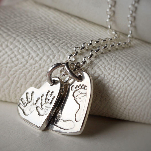 Hand & Footprint Heart Pendant Necklace - Image 3