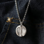 Round Hand & Footprint Necklace - Image 4