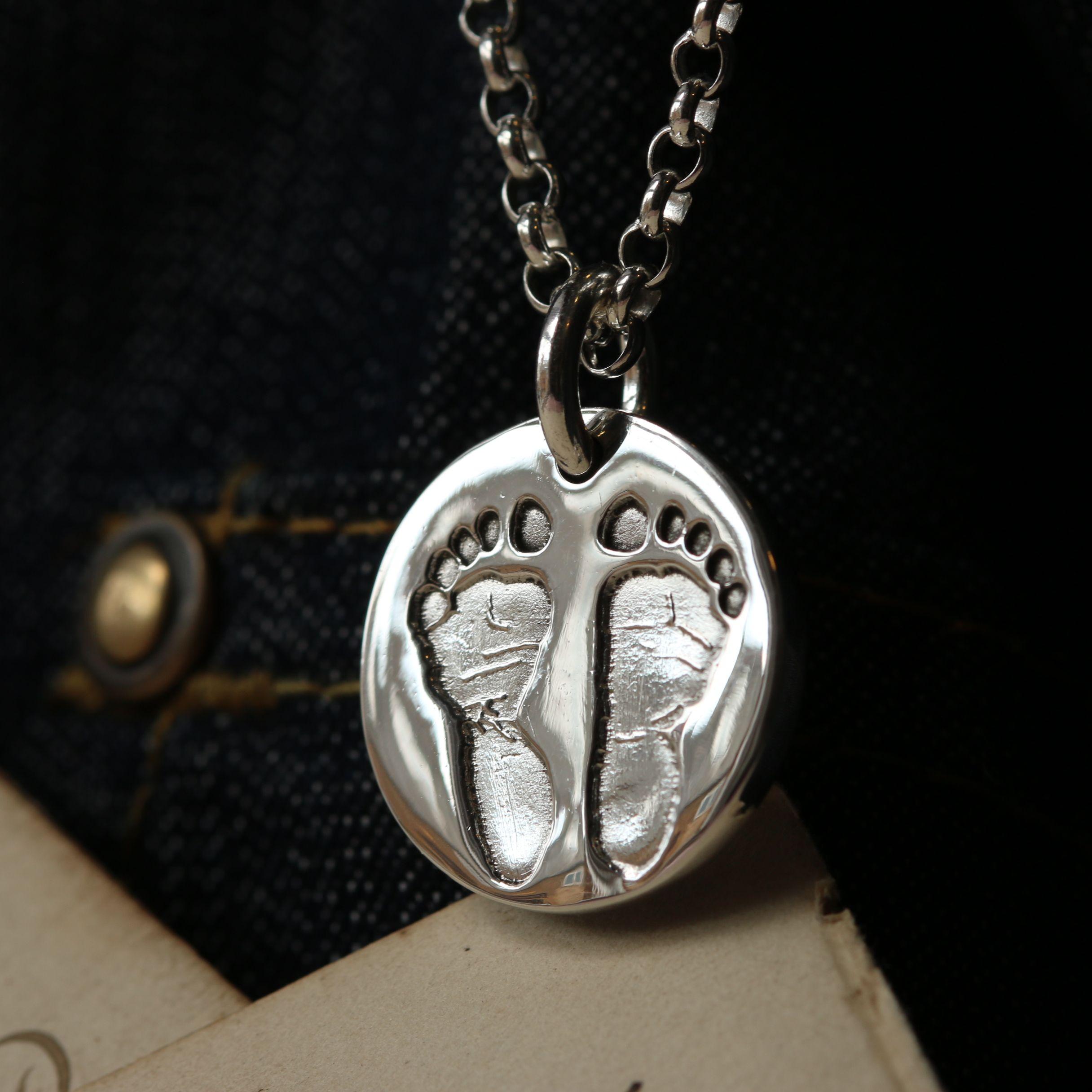 Round Hand & Footprint Necklace