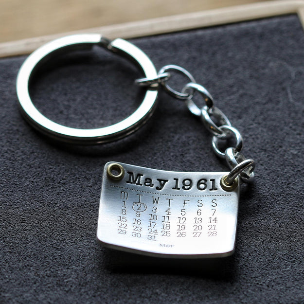 Personalised Silver Calendar Date Keyring