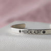 Silver Medical Alert Caduceus Cuff Bracelet - Thumbnail 2