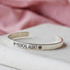 Silver Medical Alert Caduceus Cuff Bracelet - Thumbnail 1