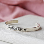 Silver Medical Alert Caduceus Cuff Bracelet - Image 1