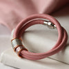 Soft Rose Pink Leather and Silver Women's Medical Alert Bracelet - Thumbnail 5