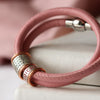 Soft Rose Pink Leather and Silver Women's Medical Alert Bracelet - Thumbnail 2