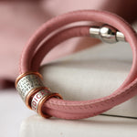 Soft Rose Pink Leather and Silver Women's Medical Alert Bracelet - Image 2