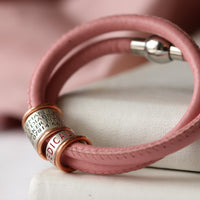 Soft Rose Pink Leather and Silver Women's Medical Alert Bracelet
