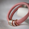 Soft Rose Pink Leather and Silver Women's Medical Alert Bracelet - Thumbnail 3