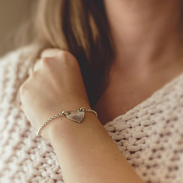 Winged Fingerprint Heart Bracelet - Image 1