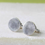 Round Silver Fingerprint Cufflinks - Image 1