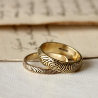 Slender Solid Gold Fingerprint Ring