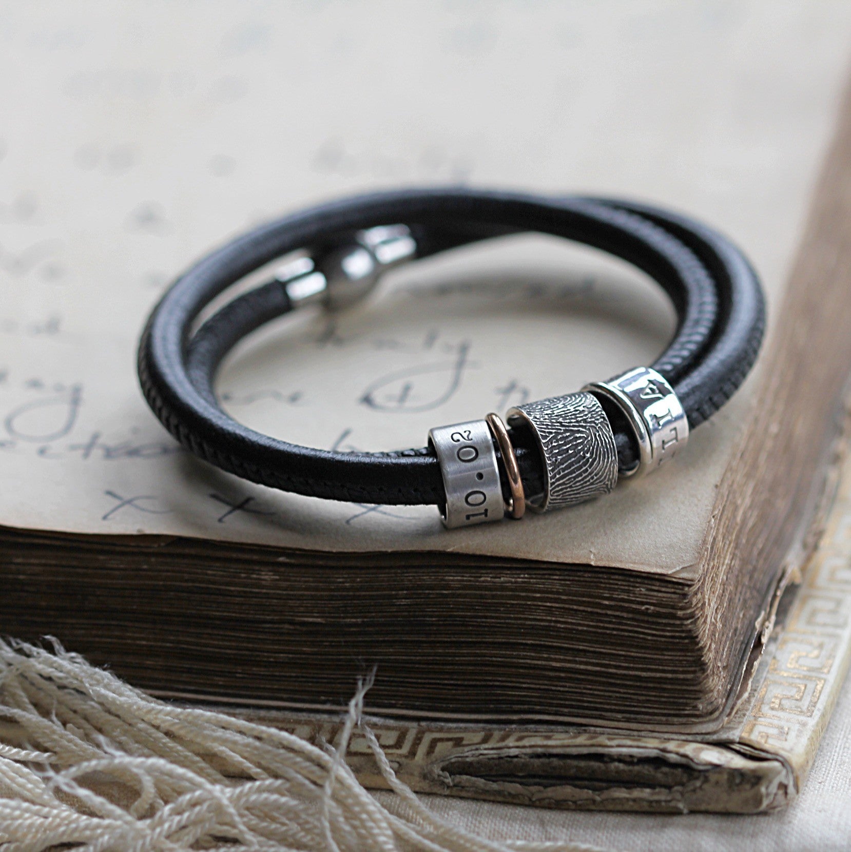 Fingerprint Bead Bracelet | Fingerprint Story Bead | Morgan & French