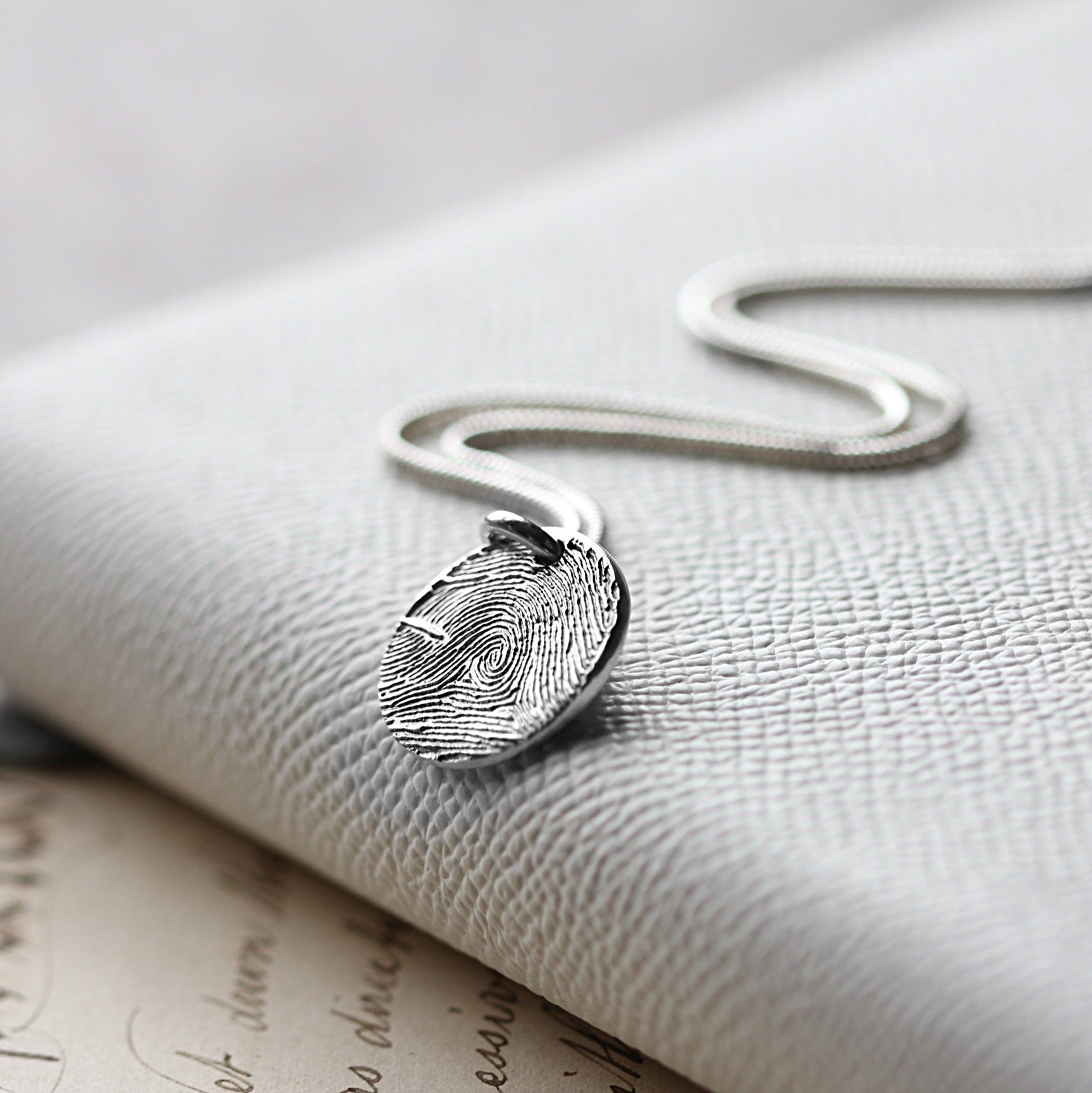 Round Fingerprint Charm Necklace