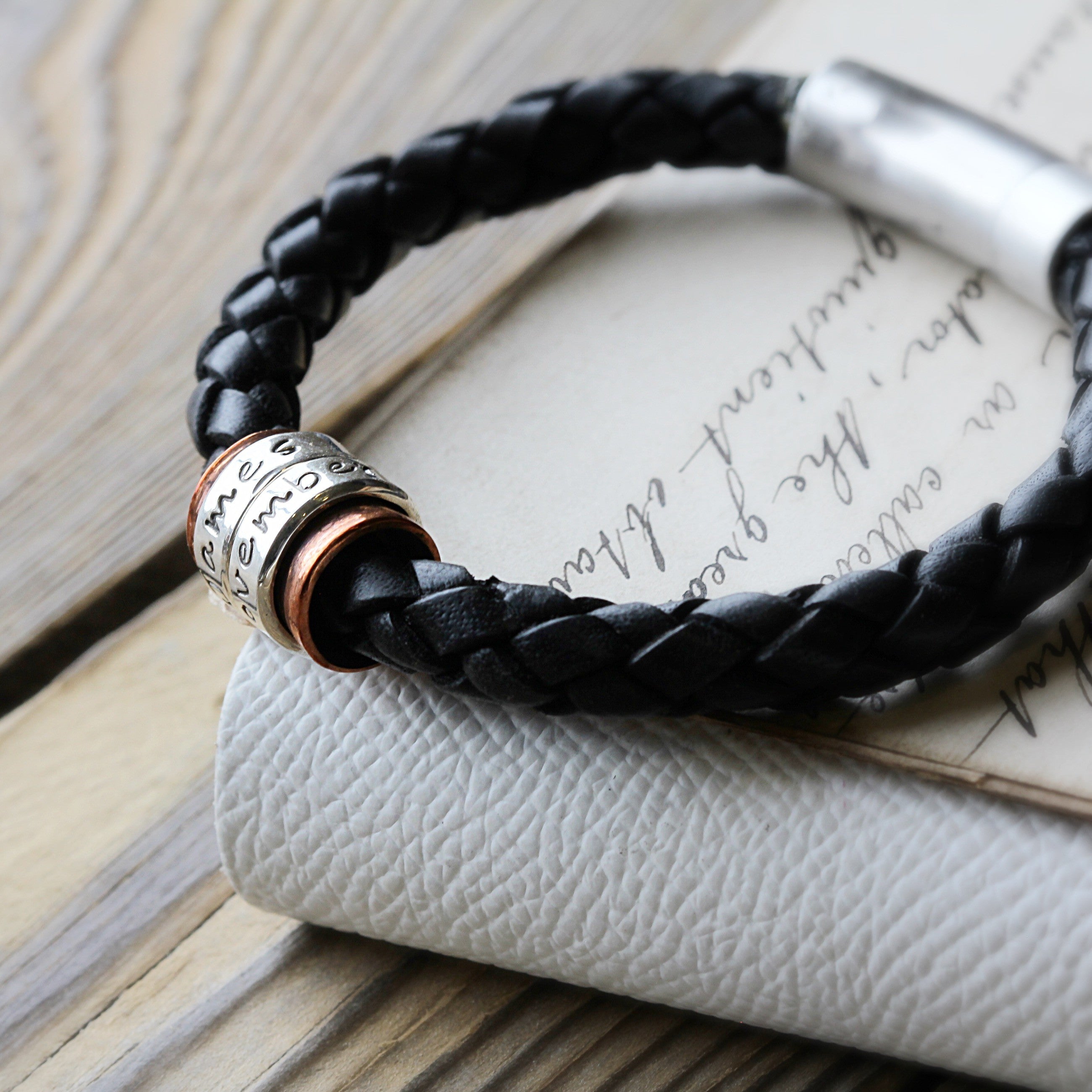 Personalised Copper and Silver Men's Bracelet