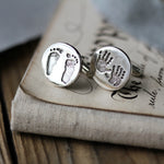 Round Hand & Footprint Cufflinks - Image 1