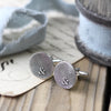 Round Silver Fingerprint Cufflinks - Thumbnail 2