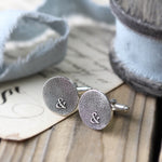 Round Silver Fingerprint Cufflinks - Image 2