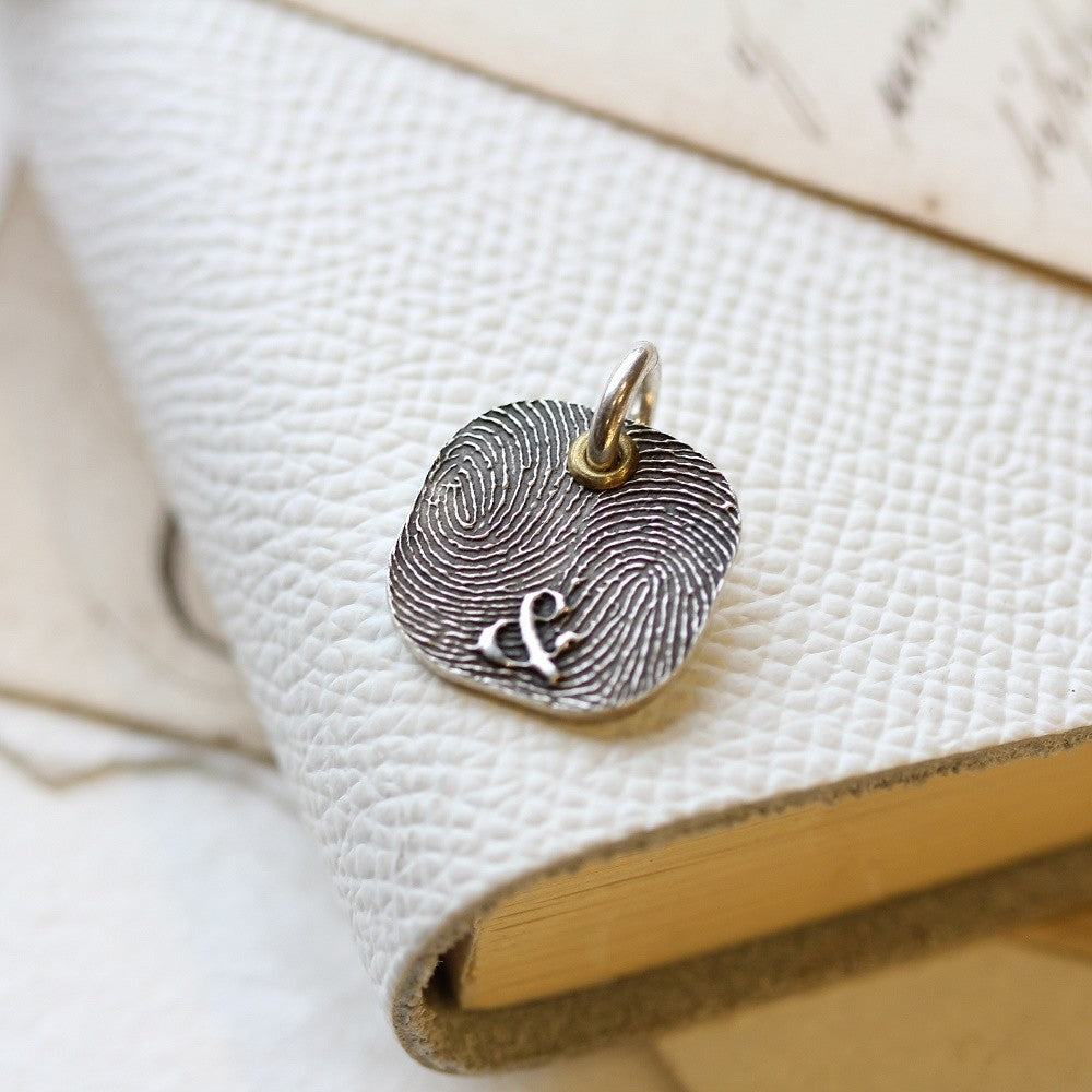 Rounded Square Fingerprint Charm Solo