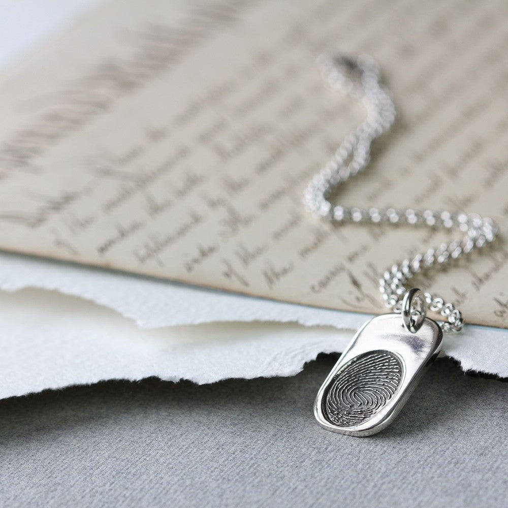 Dog Tag Pendant | Fingerprint Silver Dog Tag | Morgan & French