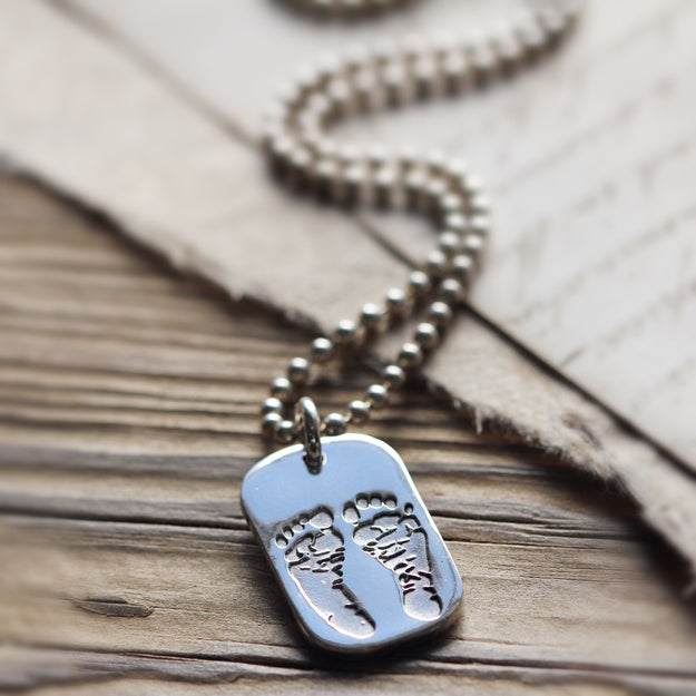 Hand & Footprint Dog Tag Necklace